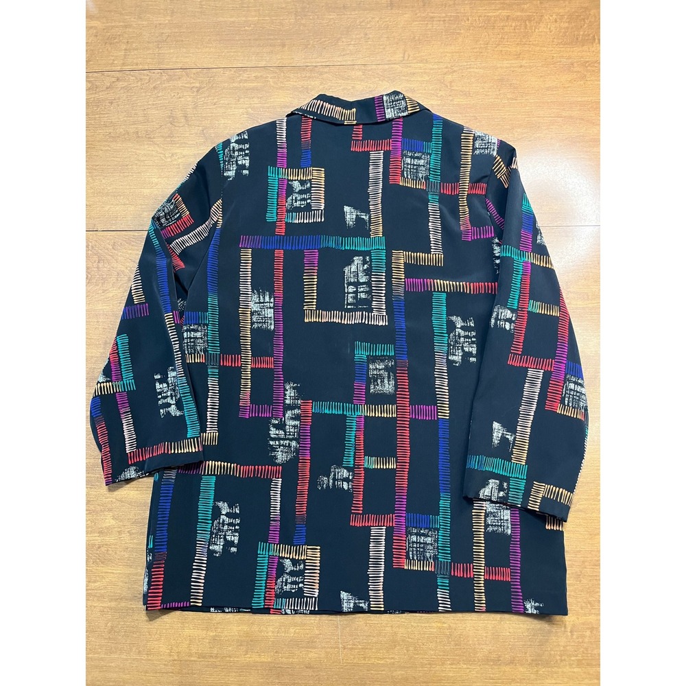 Lisa Josephs Vintage Blazer XLarge Colorful Abstract‎ Shoulder Pads Jacket